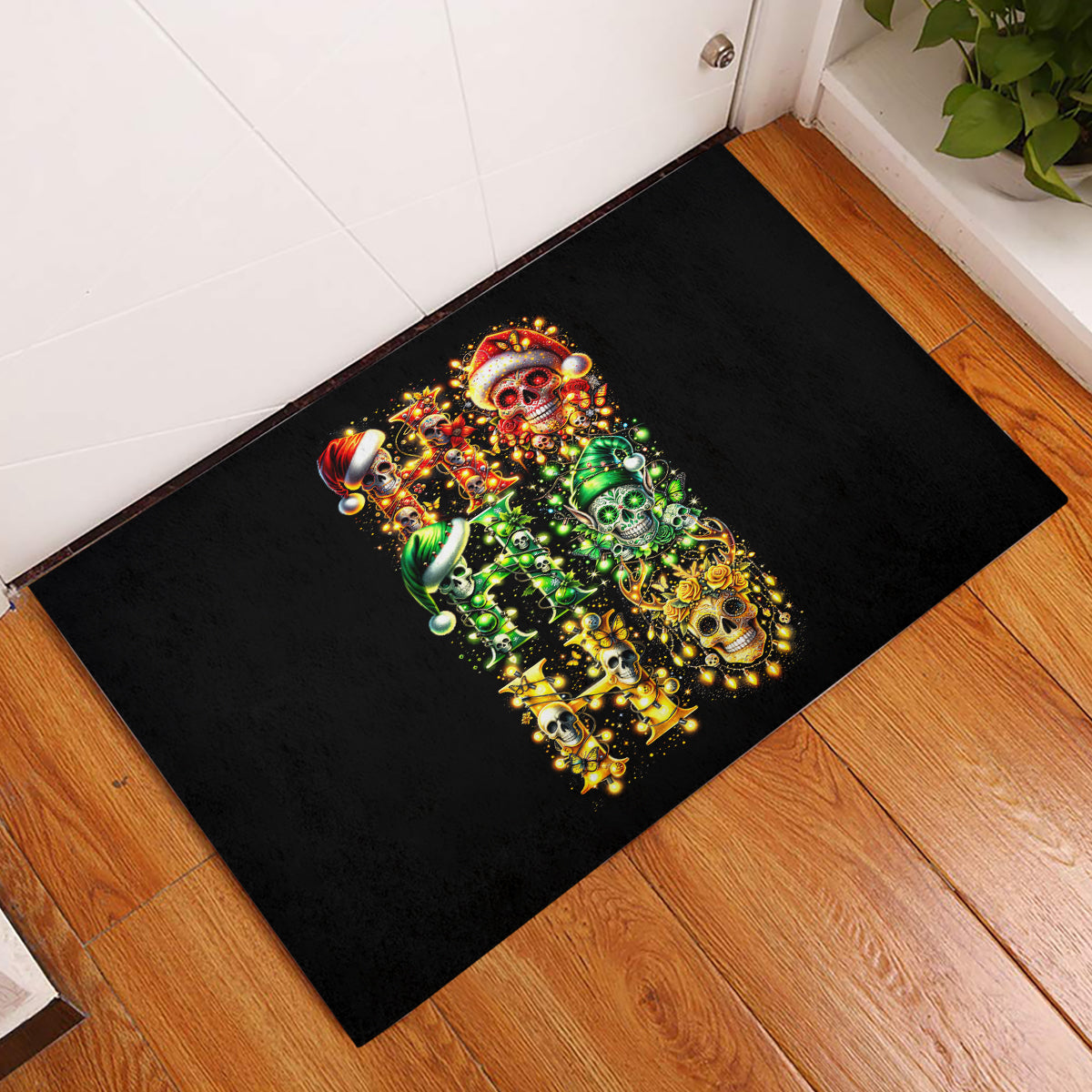 Sugar Skull Santa Rubber Doormat Sugar Skull Ho Ho Ho - Wonder Print Shop