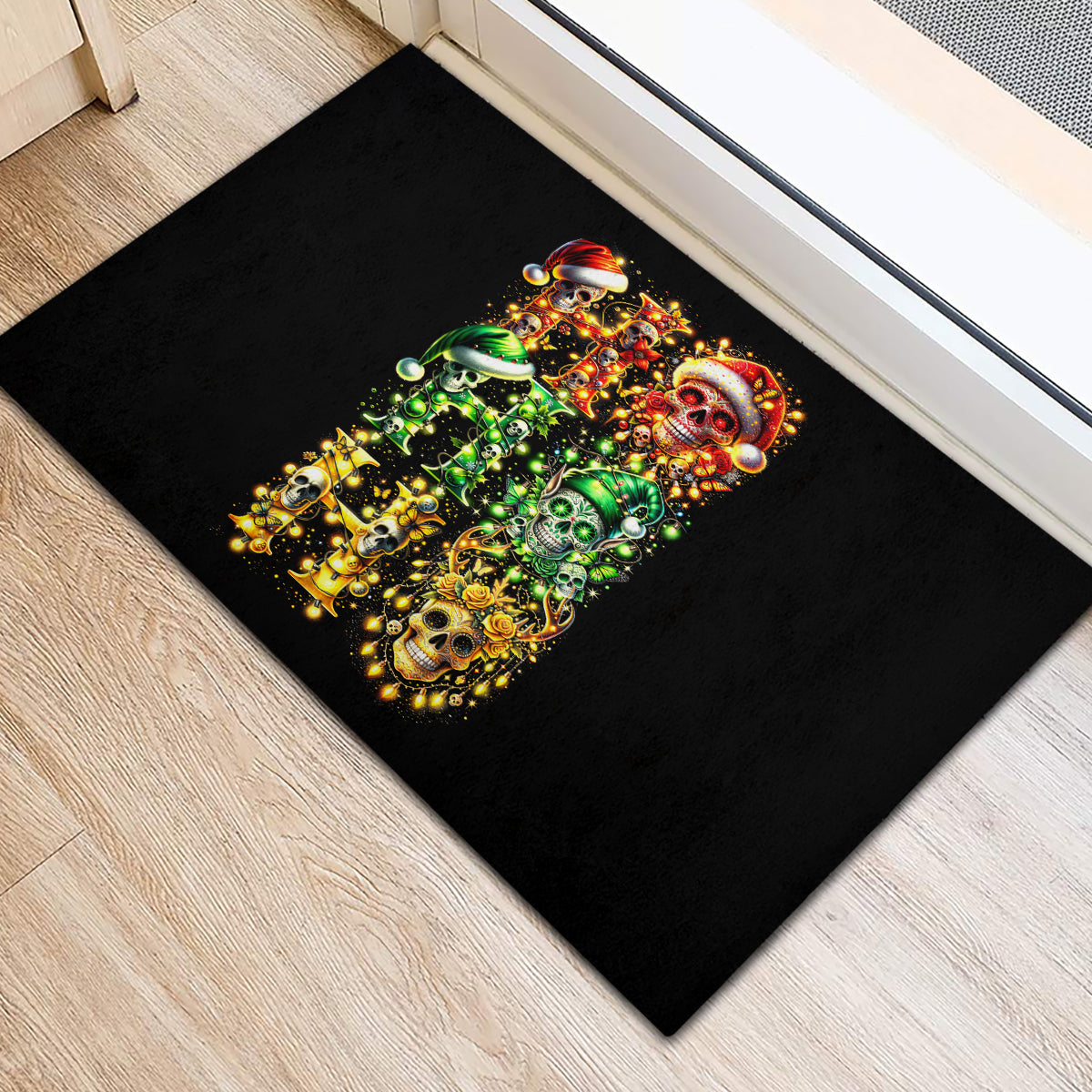 Sugar Skull Santa Rubber Doormat Sugar Skull Ho Ho Ho - Wonder Print Shop