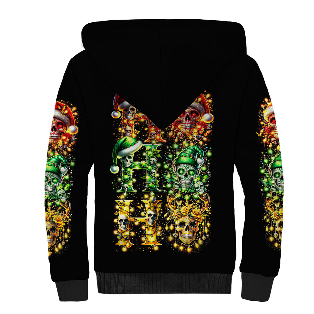 Sugar Skull Santa Sherpa Hoodie Sugar Skull Ho Ho Ho - Wonder Print Shop