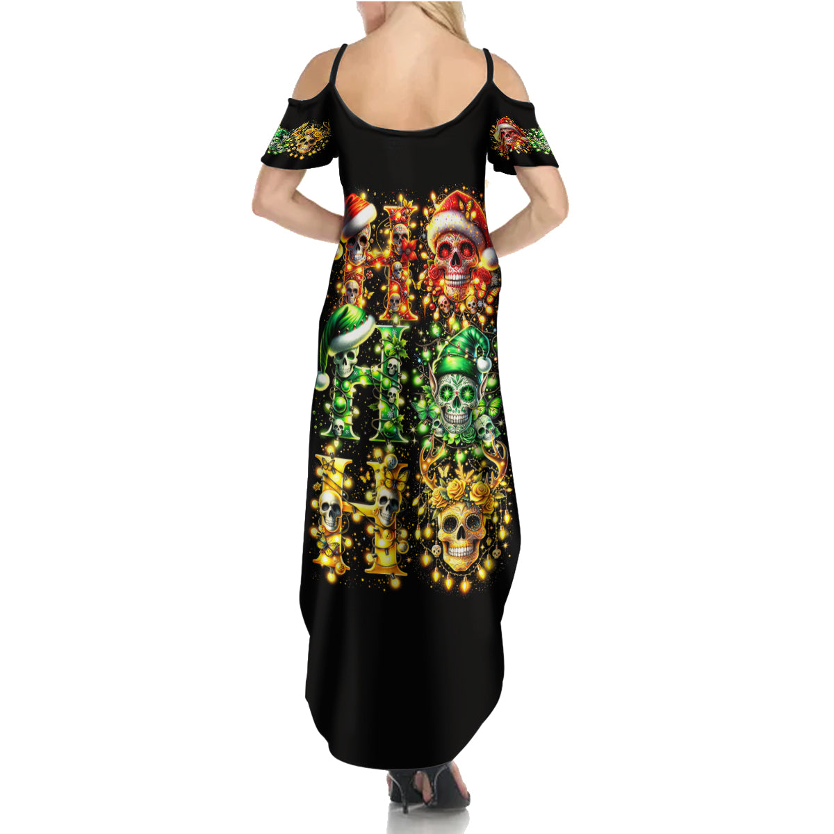 Sugar Skull Santa Summer Maxi Dress Sugar Skull Ho Ho Ho - Wonder Print Shop