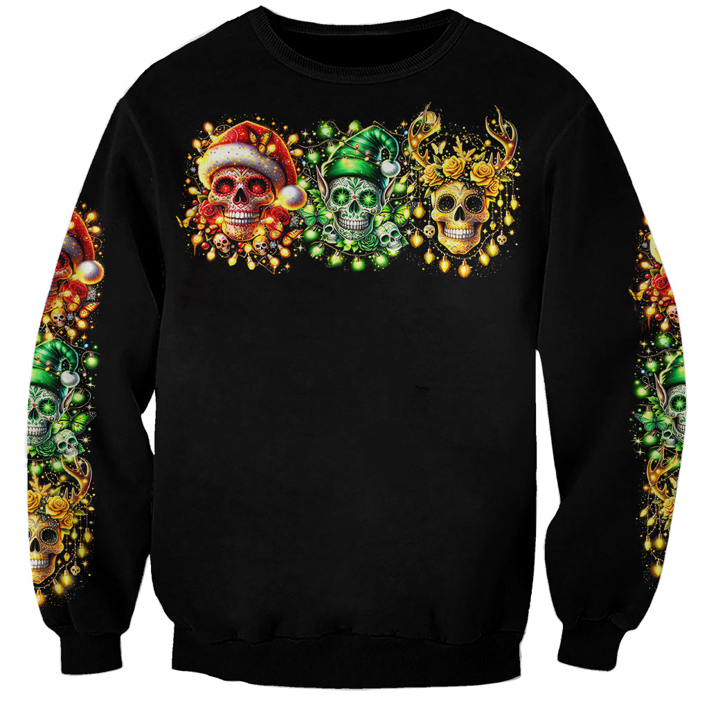 Sugar Skull Santa Sweatshirt Sugar Skull Ho Ho Ho - Wonder Print Shop