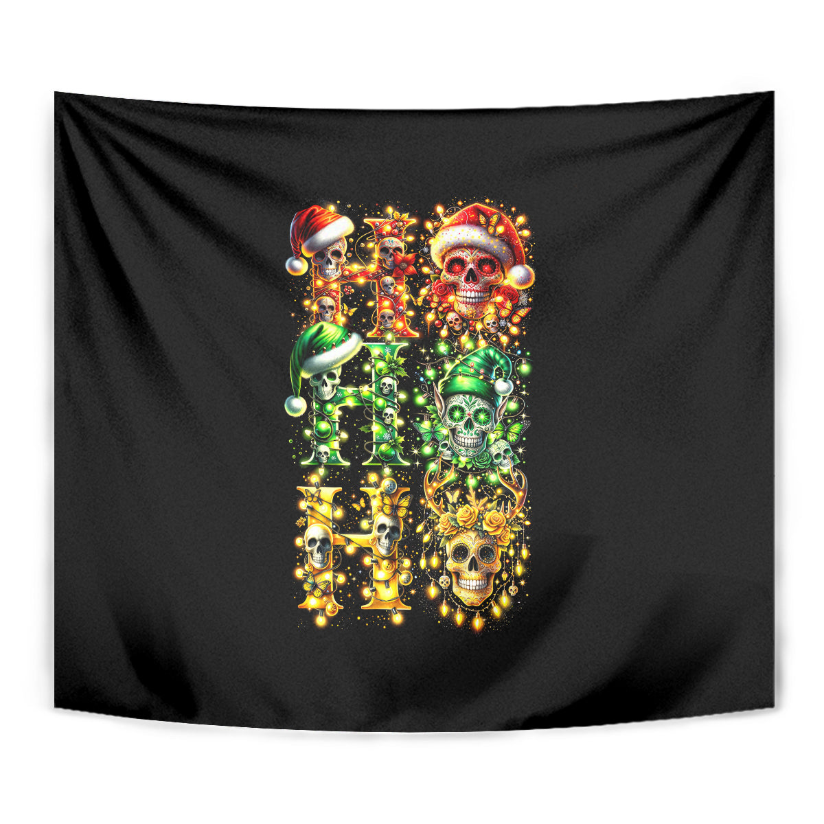 Sugar Skull Santa Tapestry Sugar Skull Ho Ho Ho - Wonder Print Shop