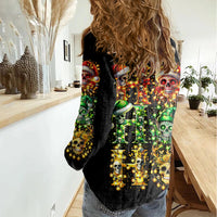 Sugar Skull Santa Women Casual Shirt Sugar Skull Ho Ho Ho - Wonder Print Shop