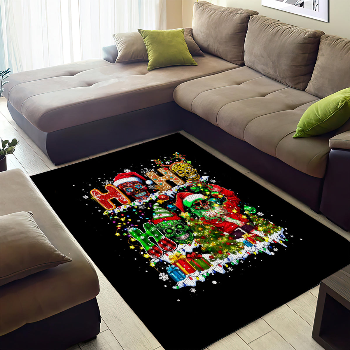 Skeleton Santa Claus Area Rug Sugar Santa Claus Ho Ho Ho - Wonder Print Shop