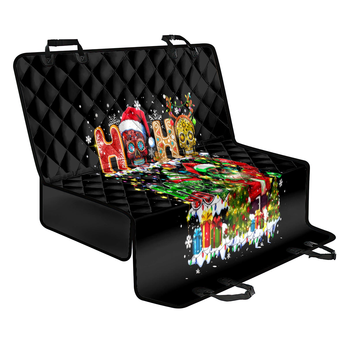 Skeleton Santa Claus Back Car Seat Cover Sugar Santa Claus Ho Ho Ho - Wonder Print Shop