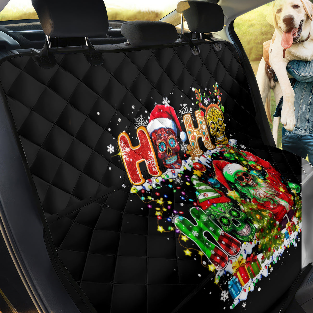 Skeleton Santa Claus Back Car Seat Cover Sugar Santa Claus Ho Ho Ho - Wonder Print Shop