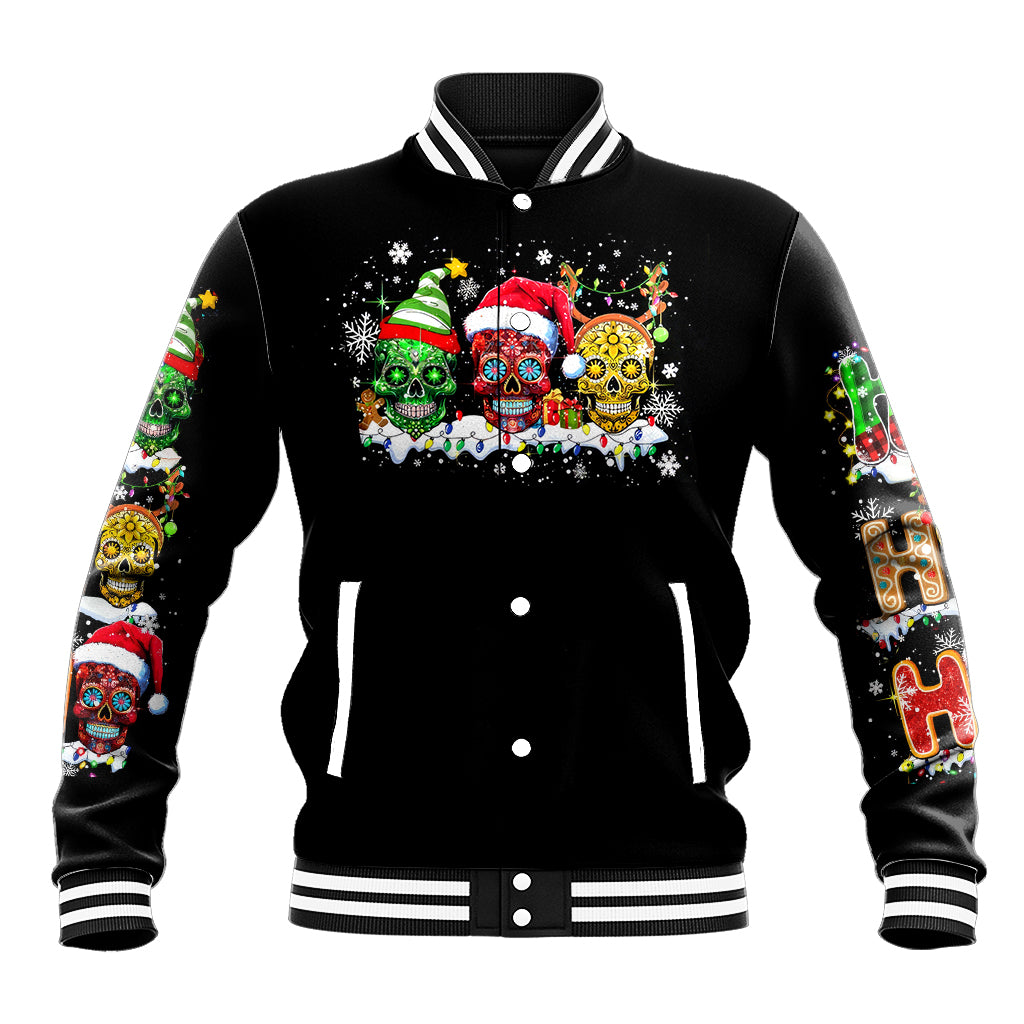 Skeleton Santa Claus Baseball Jacket Sugar Santa Claus Ho Ho Ho - Wonder Print Shop