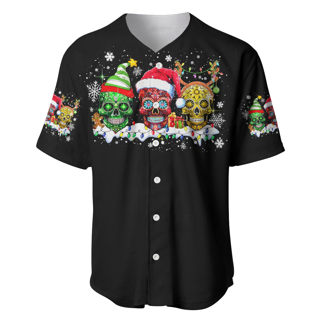 Skeleton Santa Claus Baseball Jersey Sugar Santa Claus Ho Ho Ho - Wonder Print Shop