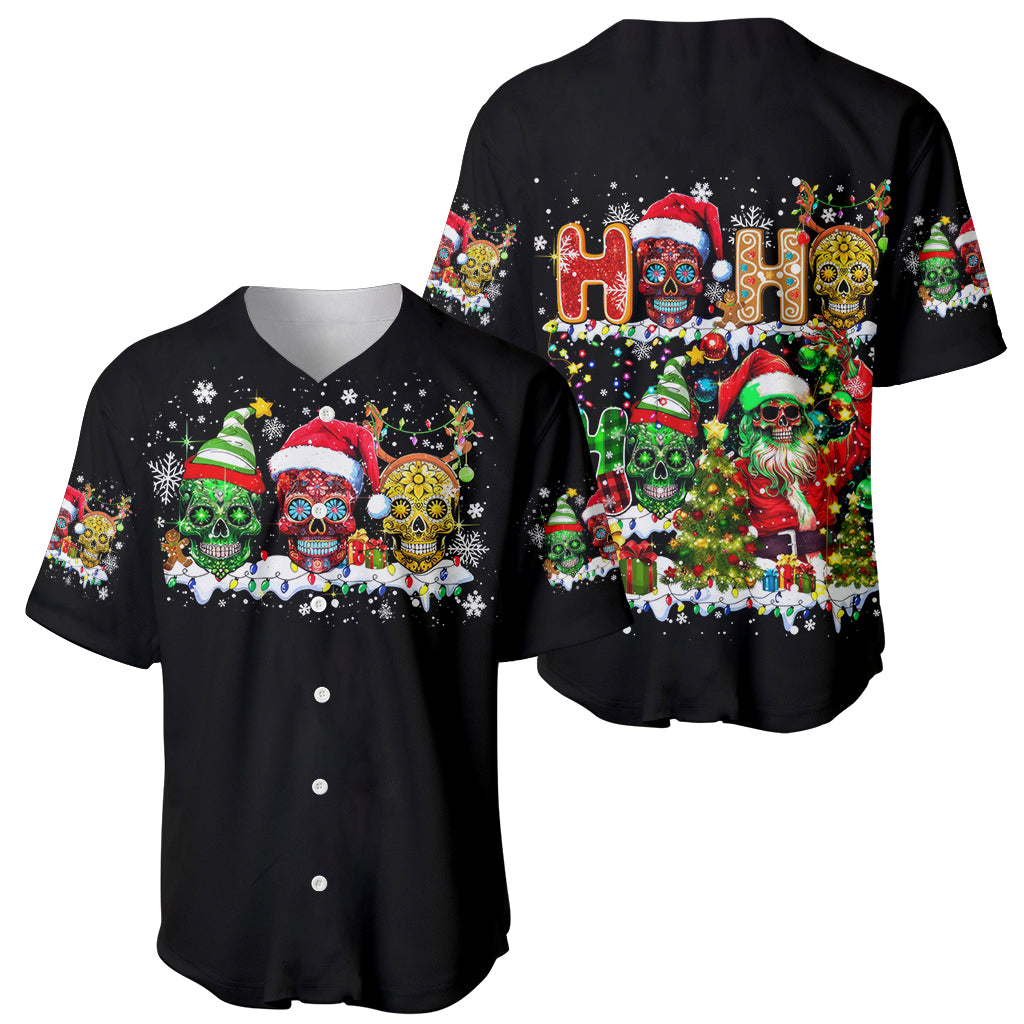 Skeleton Santa Claus Baseball Jersey Sugar Santa Claus Ho Ho Ho - Wonder Print Shop