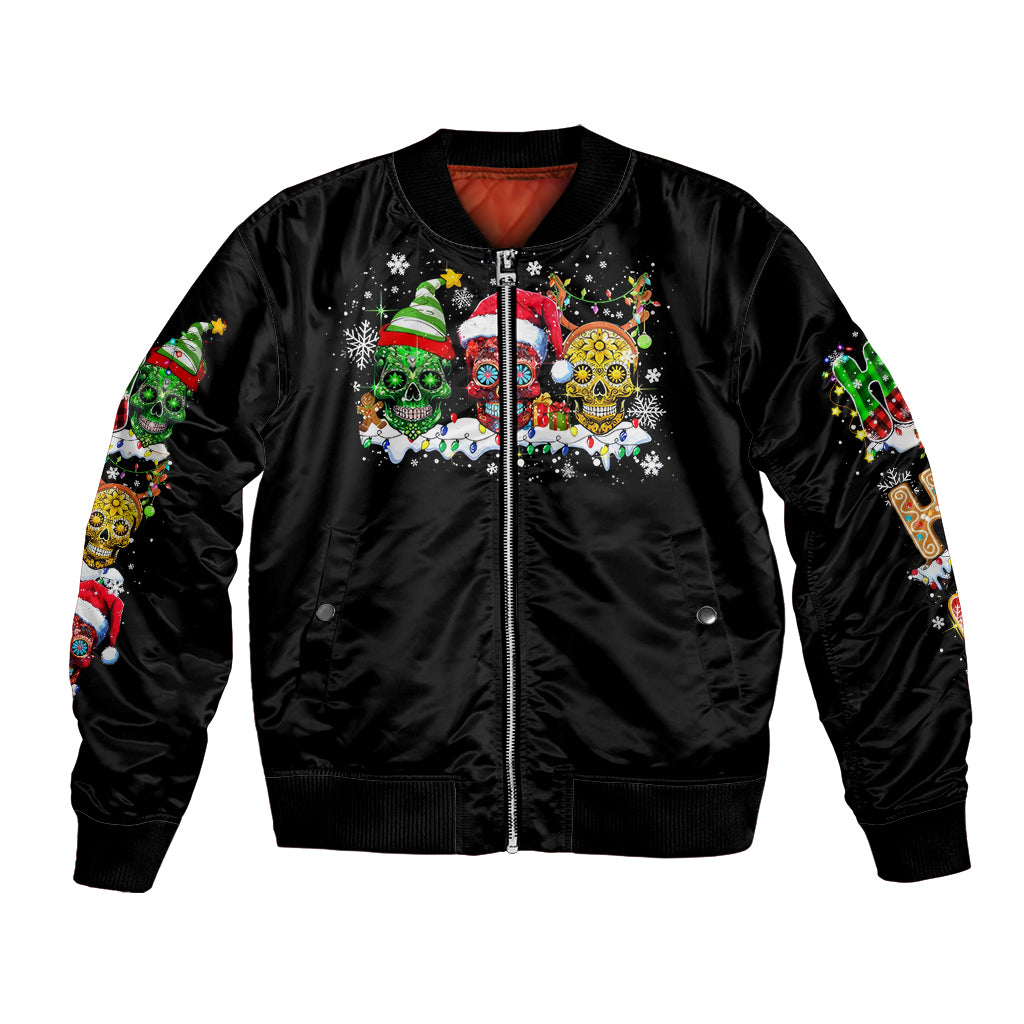 Skeleton Santa Claus Bomber Jacket Sugar Santa Claus Ho Ho Ho - Wonder Print Shop