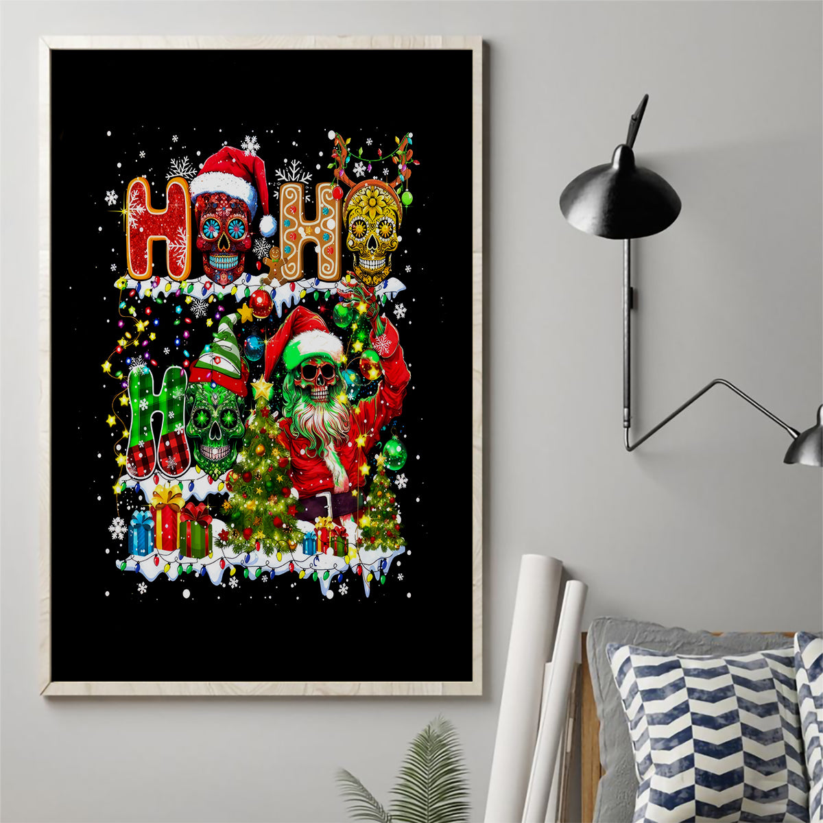 Skeleton Santa Claus Canvas Wall Art Sugar Santa Claus Ho Ho Ho - Wonder Print Shop