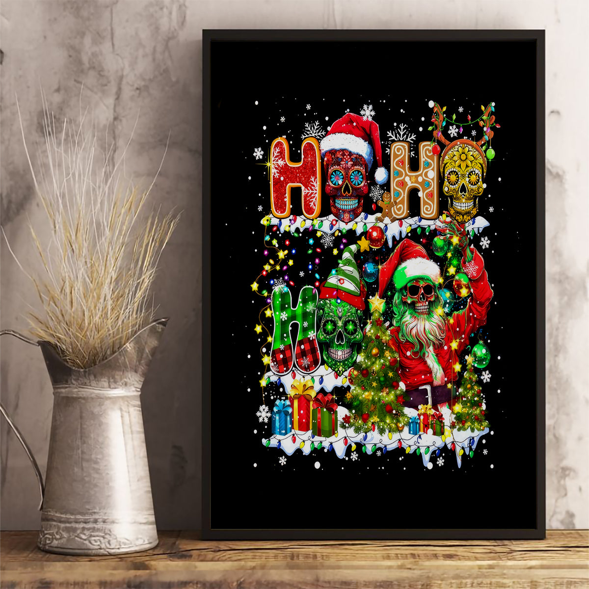 Skeleton Santa Claus Canvas Wall Art Sugar Santa Claus Ho Ho Ho - Wonder Print Shop