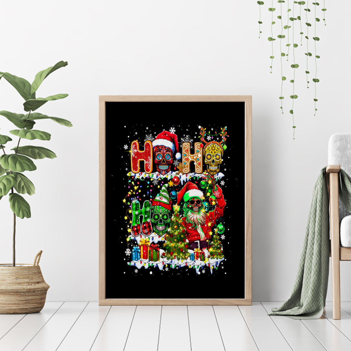Skeleton Santa Claus Canvas Wall Art Sugar Santa Claus Ho Ho Ho - Wonder Print Shop