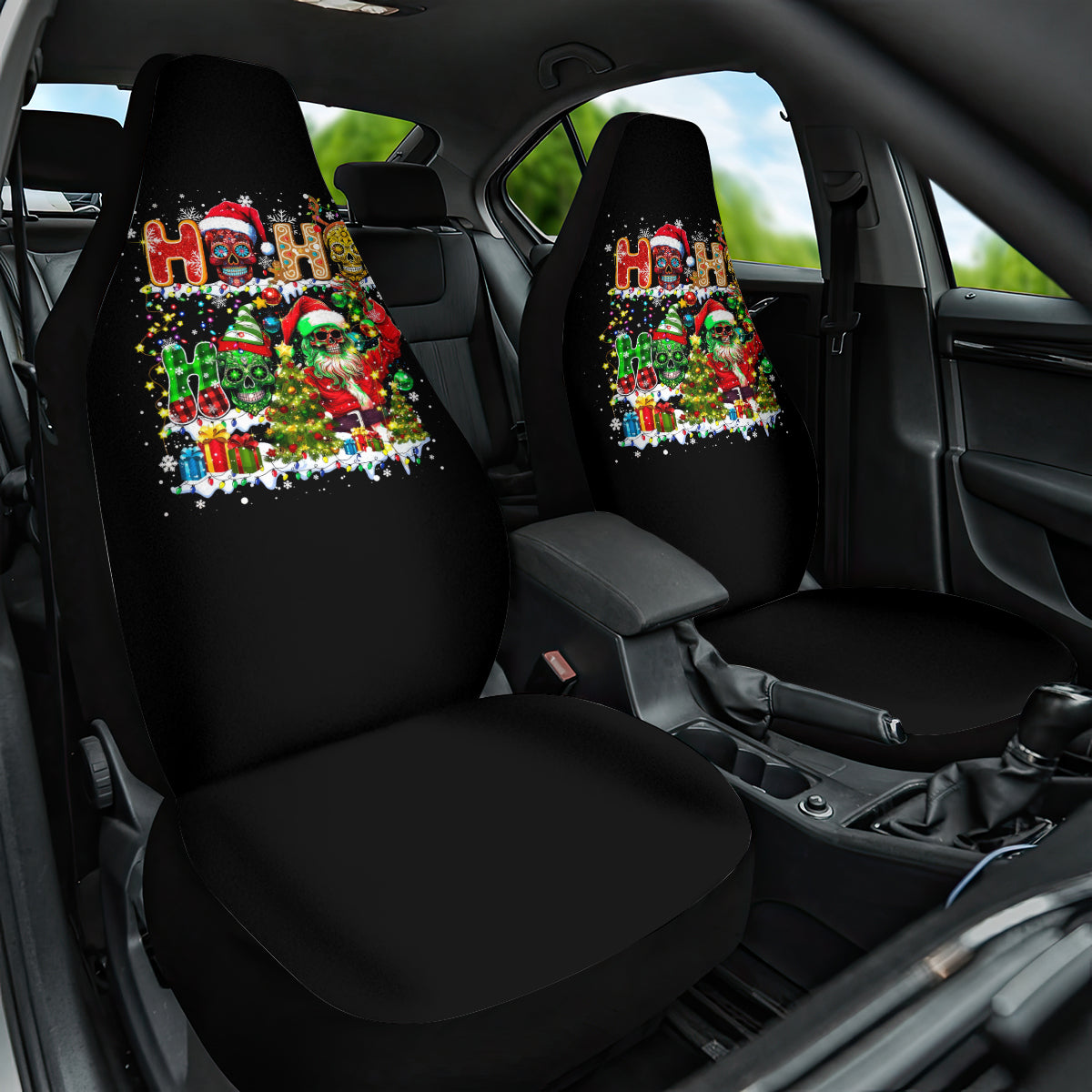 Skeleton Santa Claus Car Seat Cover Sugar Santa Claus Ho Ho Ho - Wonder Print Shop