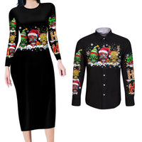 Skeleton Santa Claus Couples Matching Long Sleeve Bodycon Dress and Long Sleeve Button Shirt Sugar Santa Claus Ho Ho Ho - Wonder Print Shop