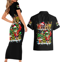 Skeleton Santa Claus Couples Matching Short Sleeve Bodycon Dress and Hawaiian Shirt Sugar Santa Claus Ho Ho Ho - Wonder Print Shop