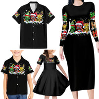 Skeleton Santa Claus Family Matching Long Sleeve Bodycon Dress and Hawaiian Shirt Sugar Santa Claus Ho Ho Ho - Wonder Print Shop