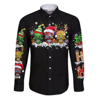 Skeleton Santa Claus Family Matching Long Sleeve Bodycon Dress and Hawaiian Shirt Sugar Santa Claus Ho Ho Ho - Wonder Print Shop