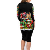 Skeleton Santa Claus Family Matching Long Sleeve Bodycon Dress and Hawaiian Shirt Sugar Santa Claus Ho Ho Ho - Wonder Print Shop
