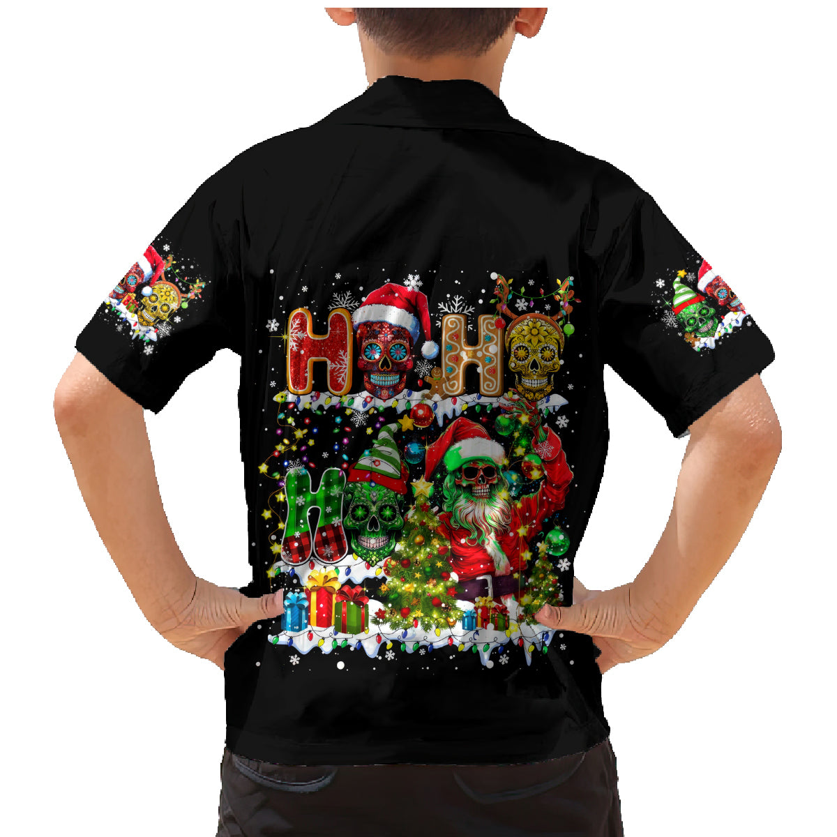 Skeleton Santa Claus Family Matching Mermaid Dress and Hawaiian Shirt Sugar Santa Claus Ho Ho Ho - Wonder Print Shop