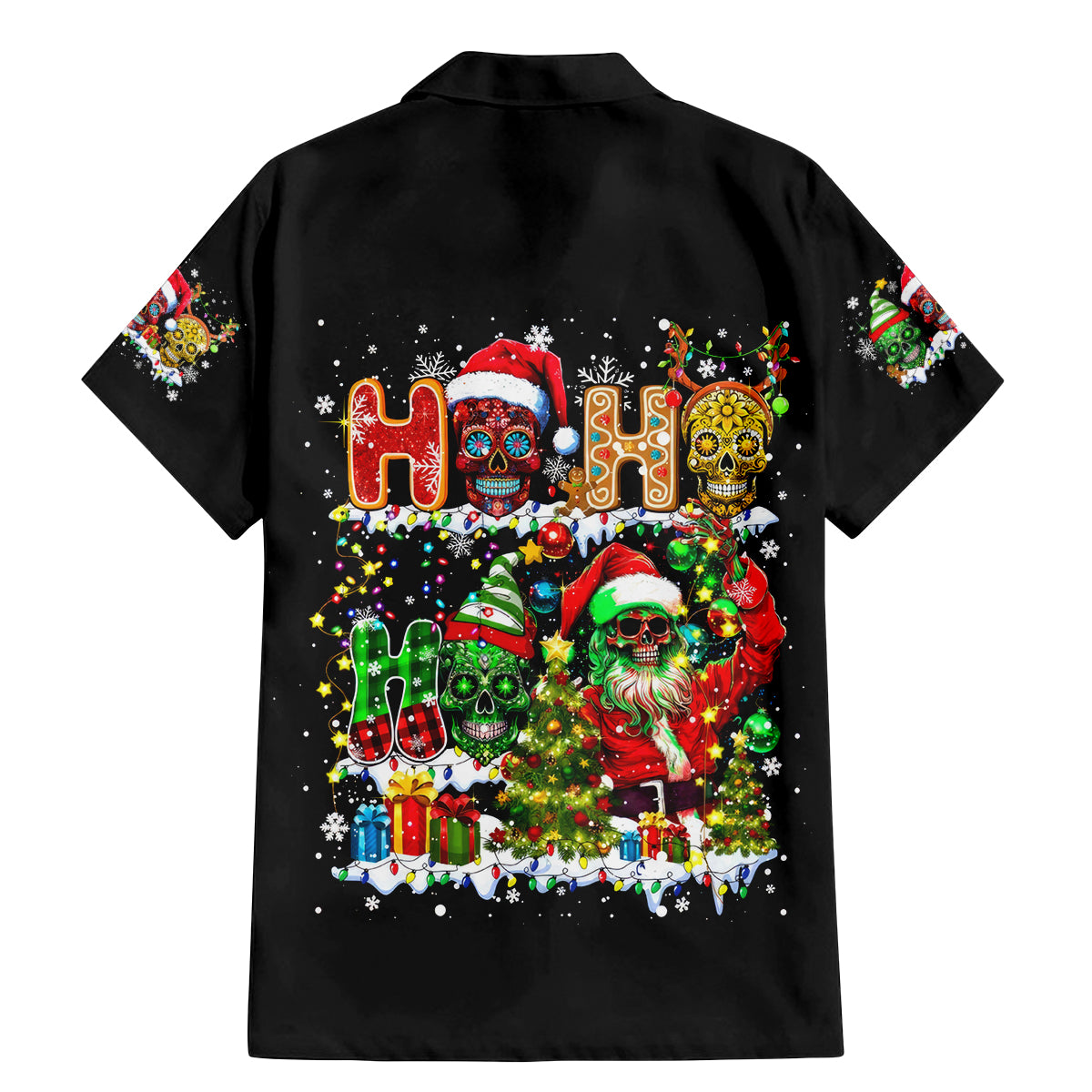 Skeleton Santa Claus Family Matching Mermaid Dress and Hawaiian Shirt Sugar Santa Claus Ho Ho Ho - Wonder Print Shop