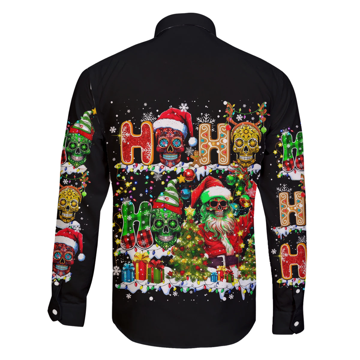 Skeleton Santa Claus Family Matching Mermaid Dress and Hawaiian Shirt Sugar Santa Claus Ho Ho Ho - Wonder Print Shop