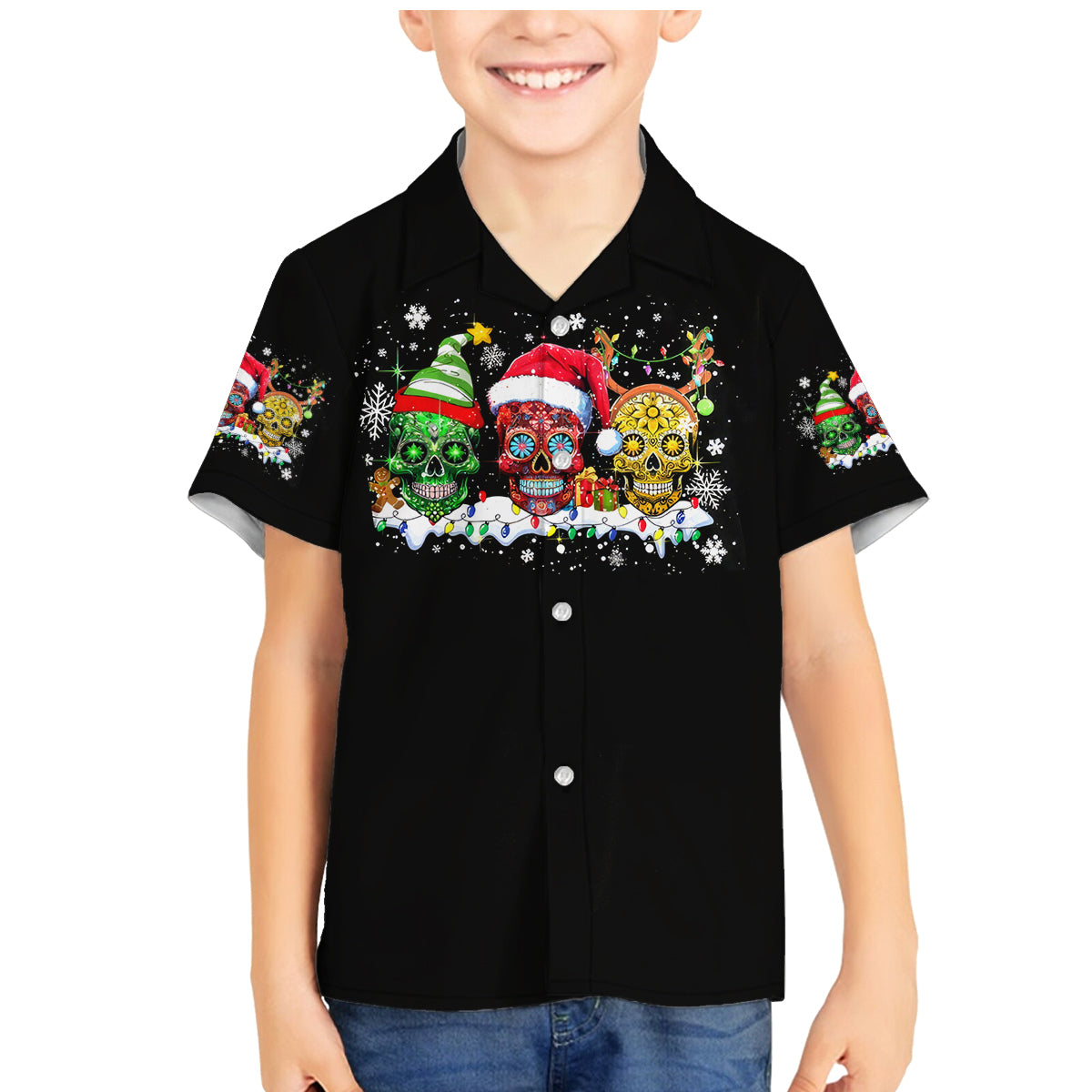 Skeleton Santa Claus Family Matching Mermaid Dress and Hawaiian Shirt Sugar Santa Claus Ho Ho Ho - Wonder Print Shop
