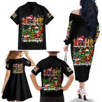 Skeleton Santa Claus Family Matching Off Shoulder Long Sleeve Dress and Hawaiian Shirt Sugar Santa Claus Ho Ho Ho - Wonder Print Shop