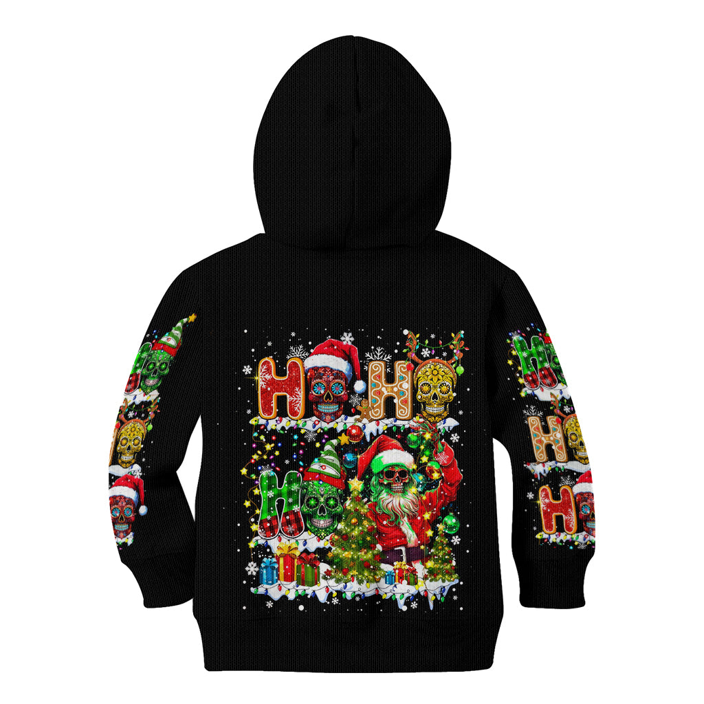 Skeleton Santa Claus Kid Hoodie Sugar Santa Claus Ho Ho Ho - Wonder Print Shop