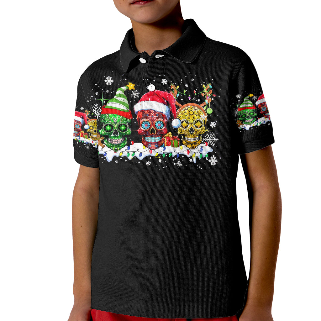 Skeleton Santa Claus Kid Polo Shirt Sugar Santa Claus Ho Ho Ho - Wonder Print Shop