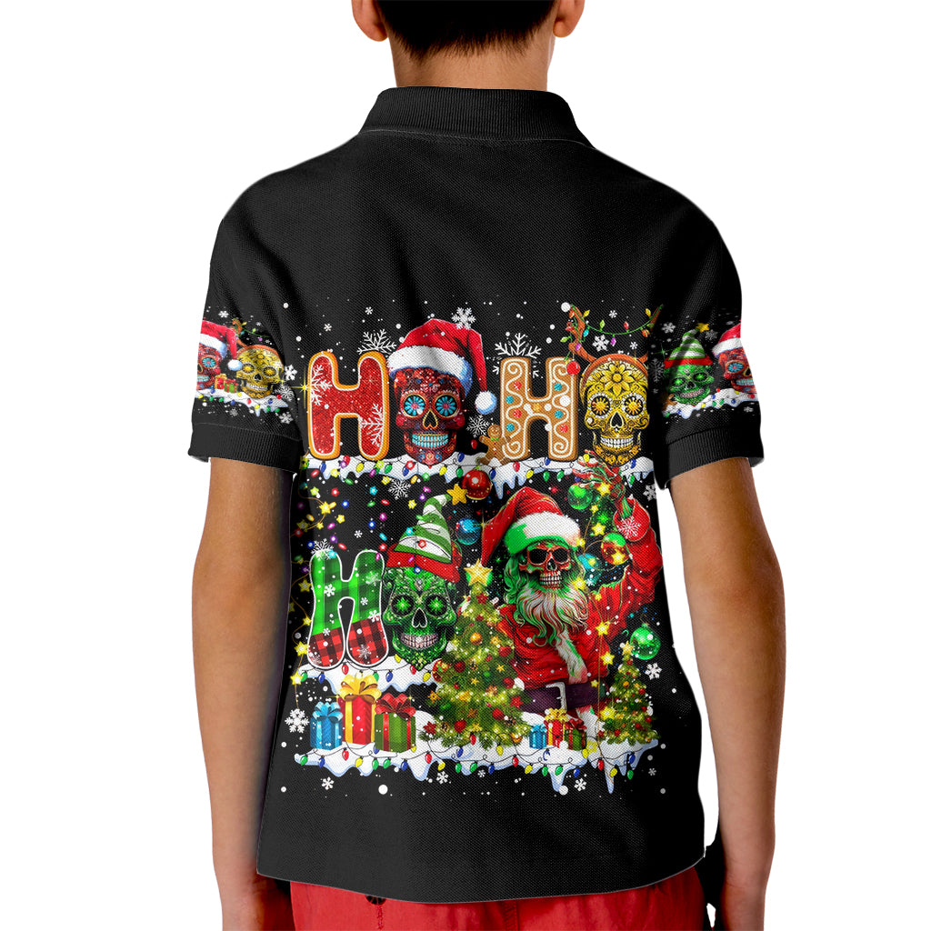 Skeleton Santa Claus Kid Polo Shirt Sugar Santa Claus Ho Ho Ho - Wonder Print Shop