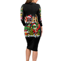 Skeleton Santa Claus Long Sleeve Bodycon Dress Sugar Santa Claus Ho Ho Ho - Wonder Print Shop