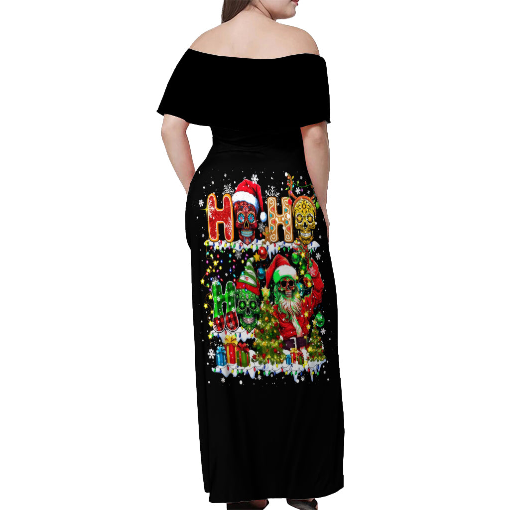 Skeleton Santa Claus Off Shoulder Maxi Dress Sugar Santa Claus Ho Ho Ho - Wonder Print Shop