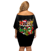 Skeleton Santa Claus Off Shoulder Short Dress Sugar Santa Claus Ho Ho Ho - Wonder Print Shop