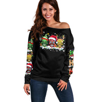 Skeleton Santa Claus Off Shoulder Sweater Sugar Santa Claus Ho Ho Ho - Wonder Print Shop