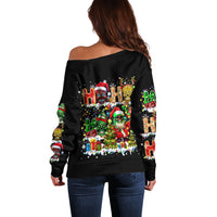 Skeleton Santa Claus Off Shoulder Sweater Sugar Santa Claus Ho Ho Ho - Wonder Print Shop