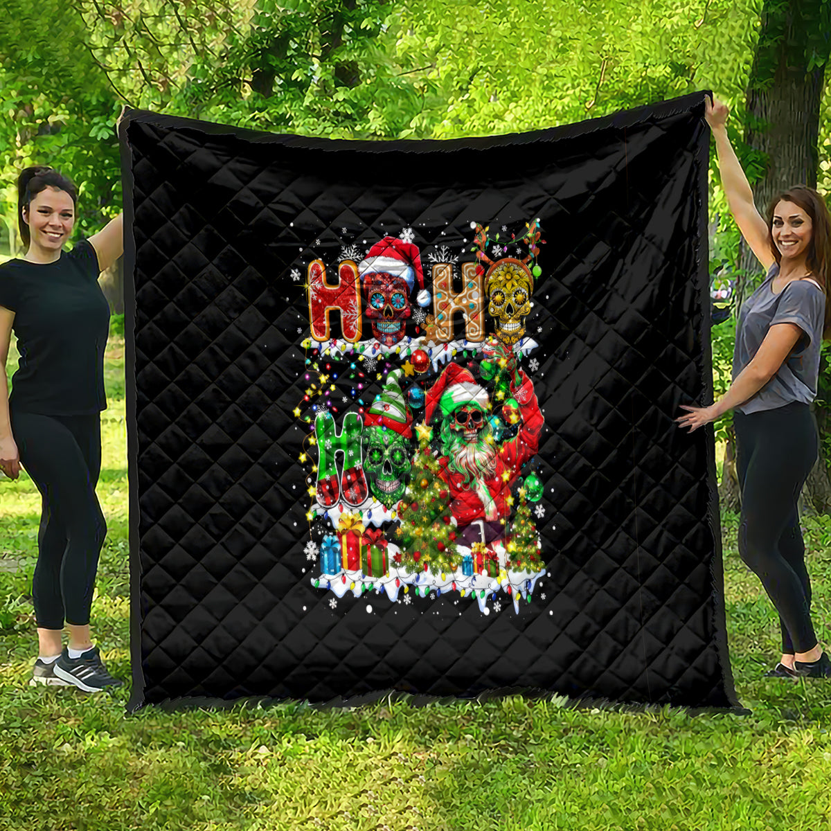 Skeleton Santa Claus Quilt Sugar Santa Claus Ho Ho Ho - Wonder Print Shop