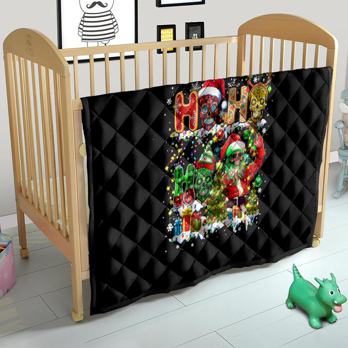 Skeleton Santa Claus Quilt Sugar Santa Claus Ho Ho Ho - Wonder Print Shop