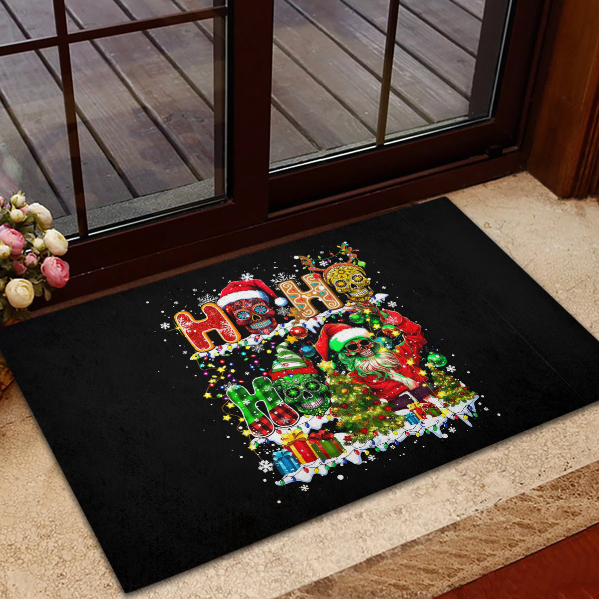 Skeleton Santa Claus Rubber Doormat Sugar Santa Claus Ho Ho Ho - Wonder Print Shop