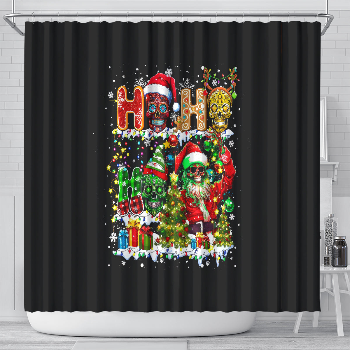 skeleton-santa-claus-shower-curtain-sugar-santa-claus-ho-ho-ho