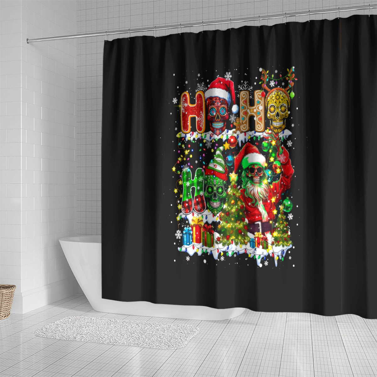 skeleton-santa-claus-shower-curtain-sugar-santa-claus-ho-ho-ho