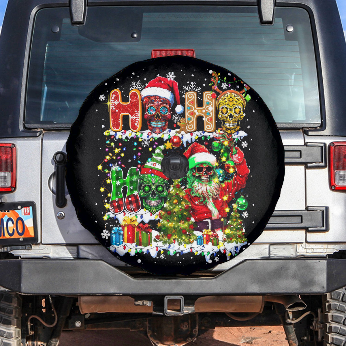 Skeleton Santa Claus Spare Tire Cover Sugar Santa Claus Ho Ho Ho - Wonder Print Shop