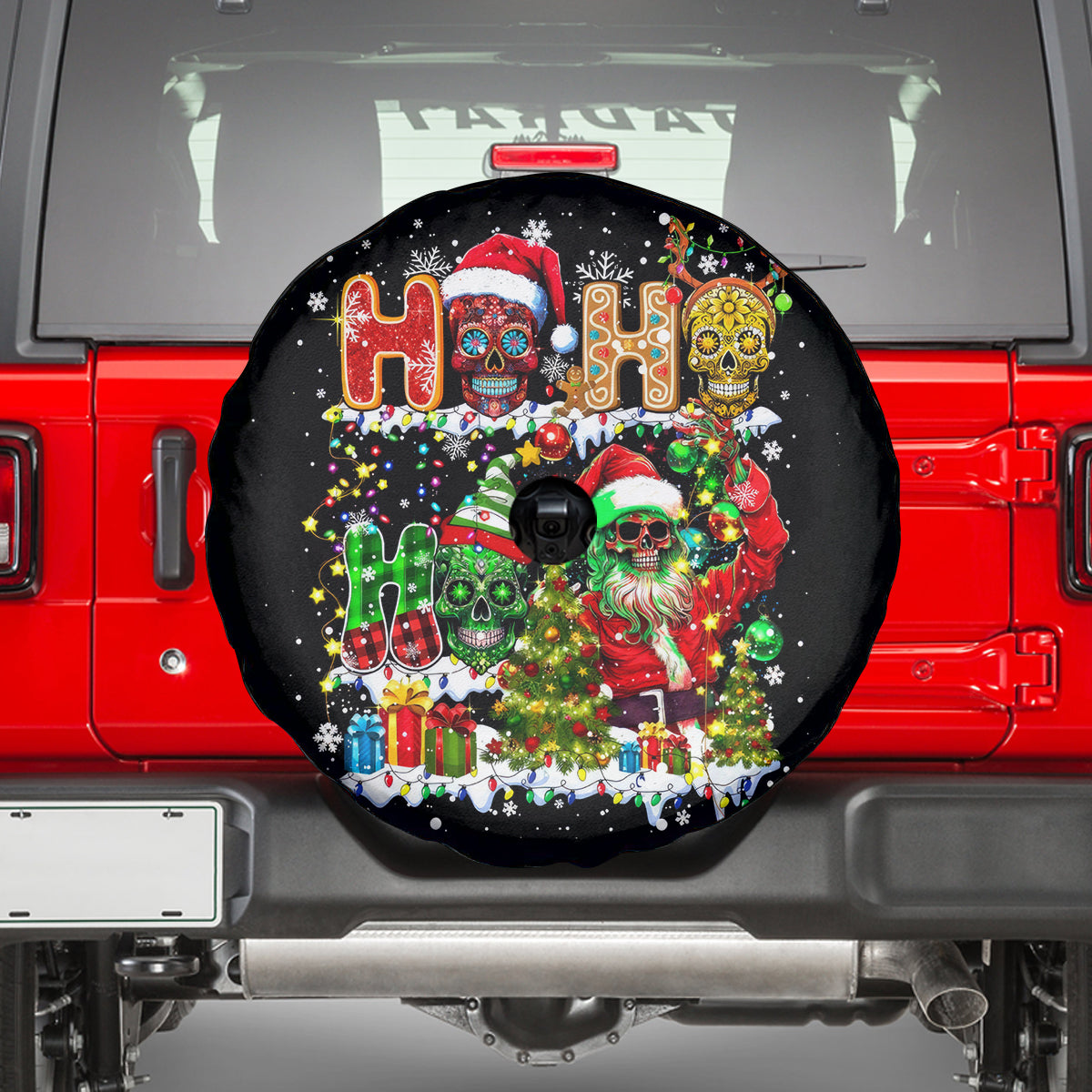 Skeleton Santa Claus Spare Tire Cover Sugar Santa Claus Ho Ho Ho - Wonder Print Shop