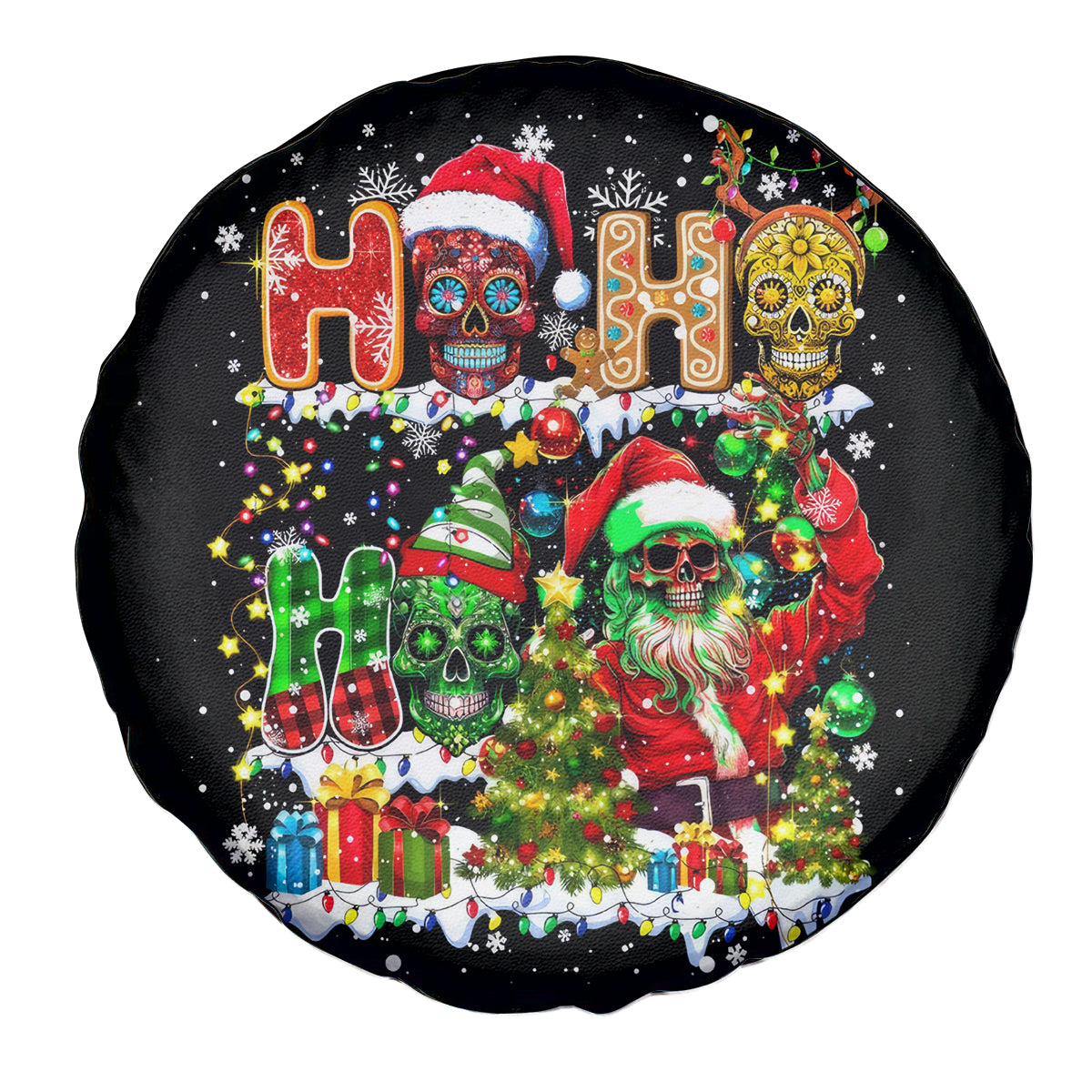 Skeleton Santa Claus Spare Tire Cover Sugar Santa Claus Ho Ho Ho - Wonder Print Shop