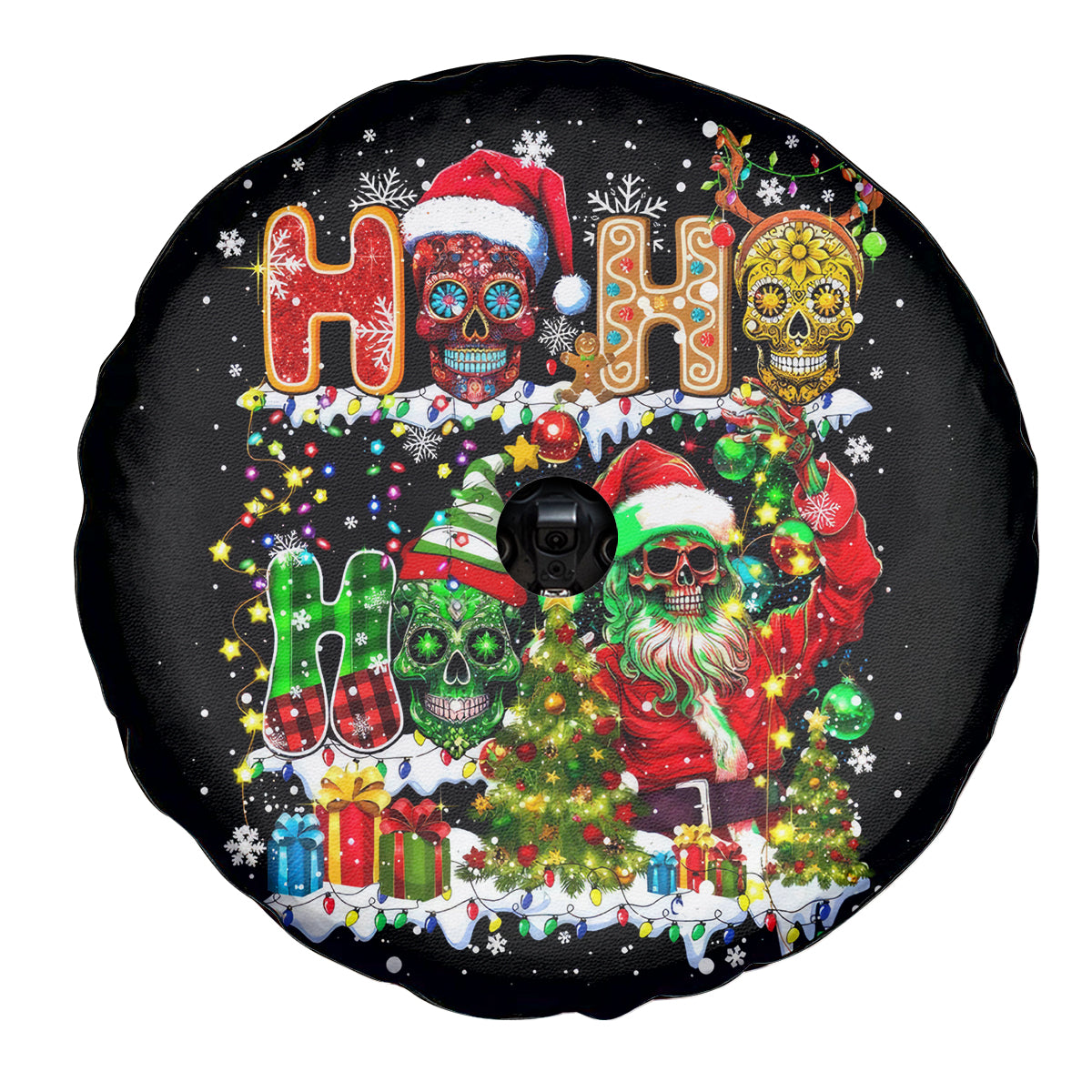 Skeleton Santa Claus Spare Tire Cover Sugar Santa Claus Ho Ho Ho - Wonder Print Shop