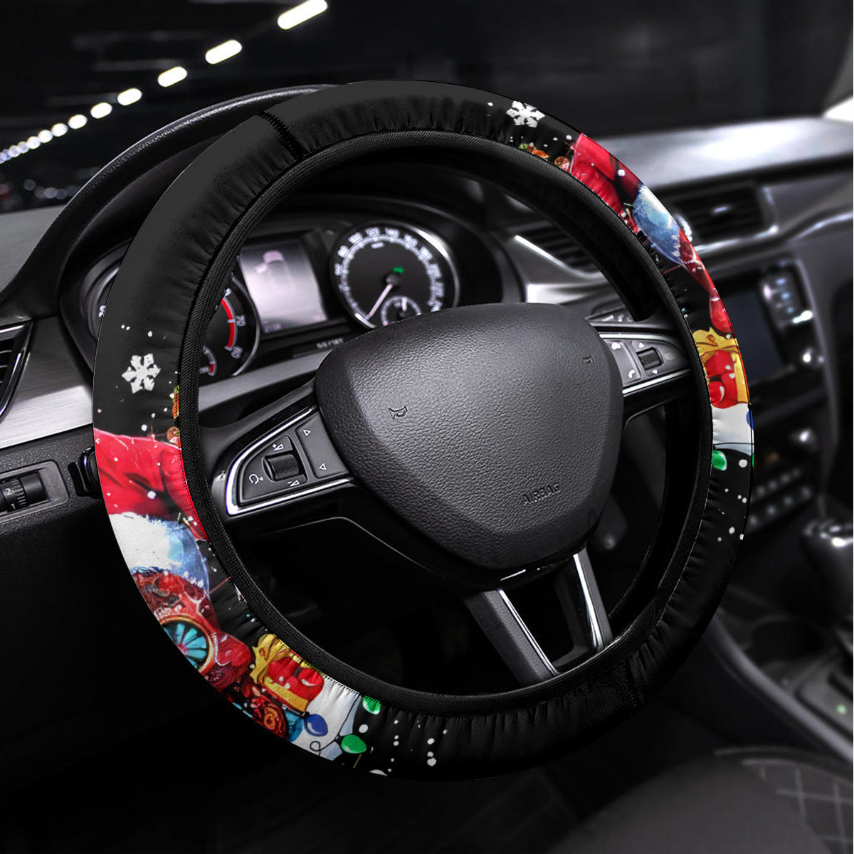 Skeleton Santa Claus Steering Wheel Cover Sugar Santa Claus Ho Ho Ho - Wonder Print Shop