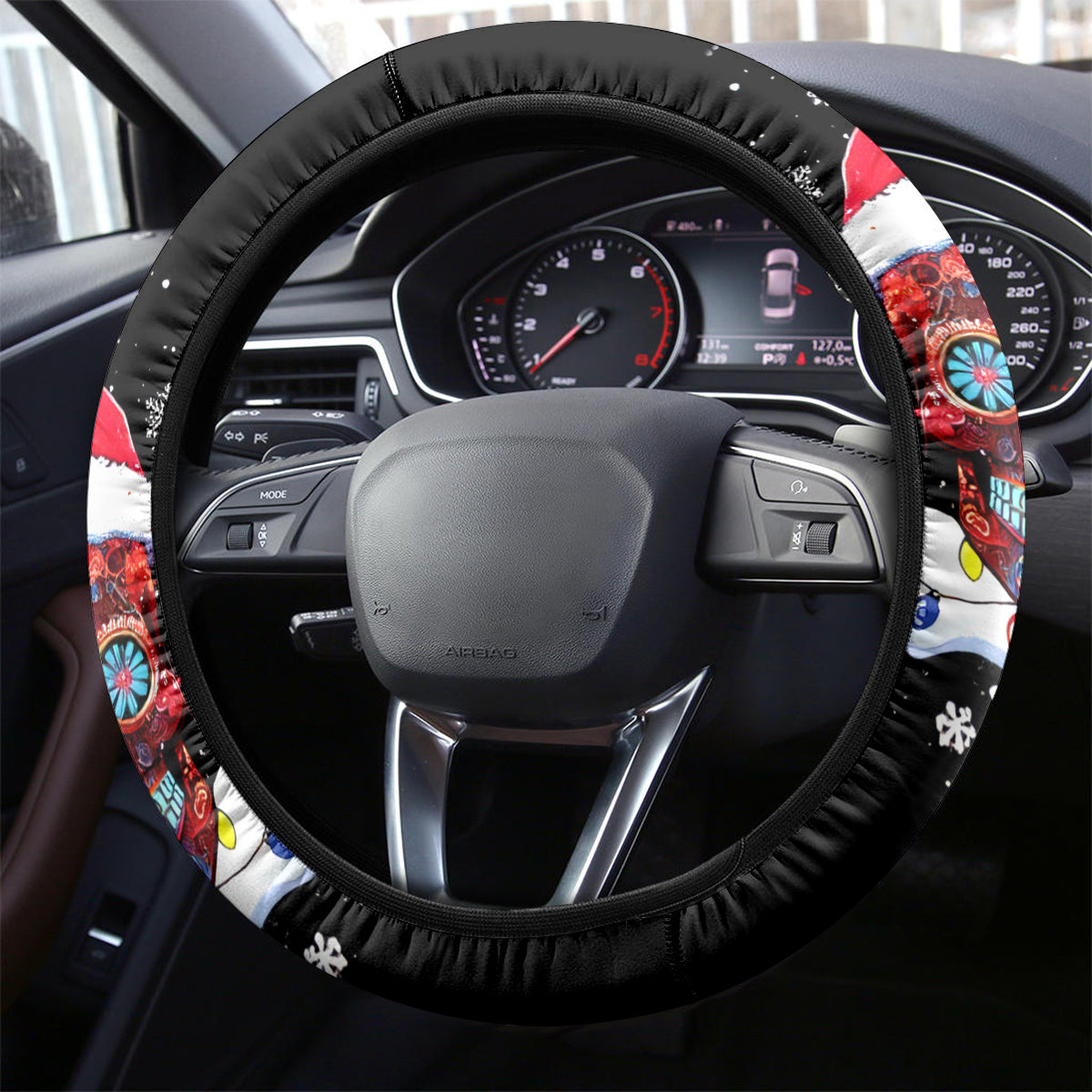 Skeleton Santa Claus Steering Wheel Cover Sugar Santa Claus Ho Ho Ho - Wonder Print Shop