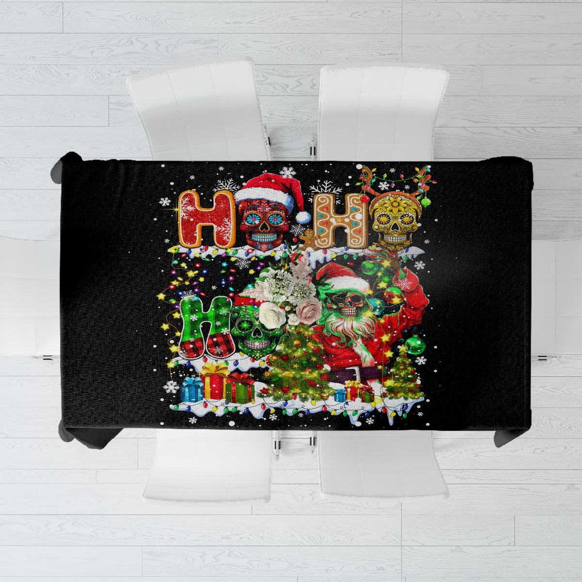 Skeleton Santa Claus Tablecloth Sugar Santa Claus Ho Ho Ho - Wonder Print Shop