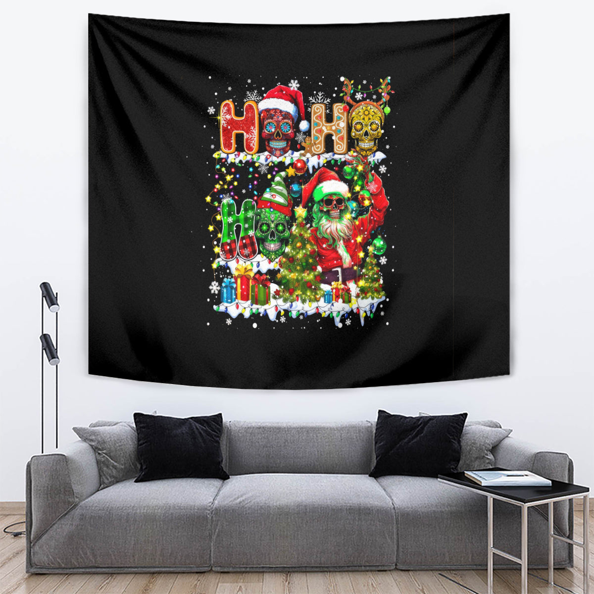 Skeleton Santa Claus Tapestry Sugar Santa Claus Ho Ho Ho - Wonder Print Shop
