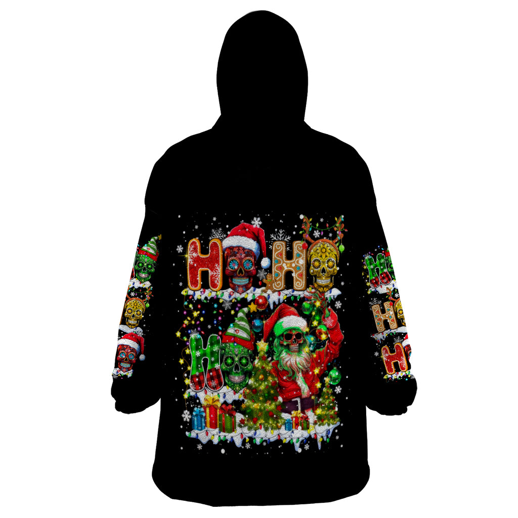 Skeleton Santa Claus Wearable Blanket Hoodie Sugar Santa Claus Ho Ho Ho - Wonder Print Shop